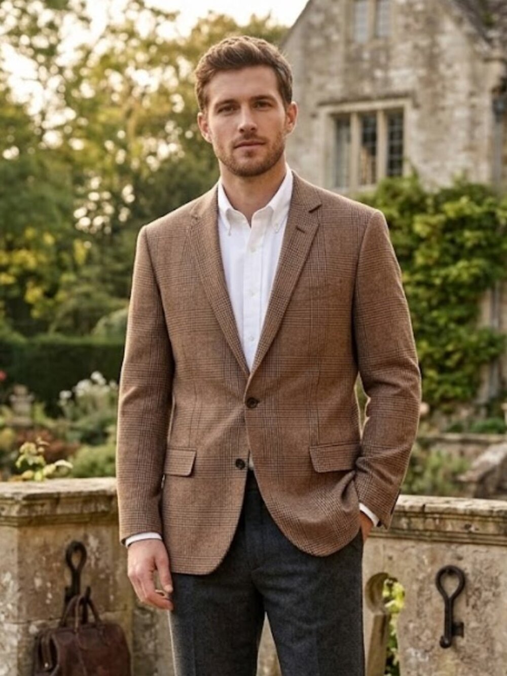 J. Crew Ludlow Blazer Mens 38S Brown Herringbone Linen Cotton Sport Coat Luxury